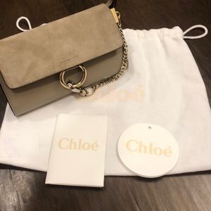 Chloe Mini Faye suede & leather wallet on chain